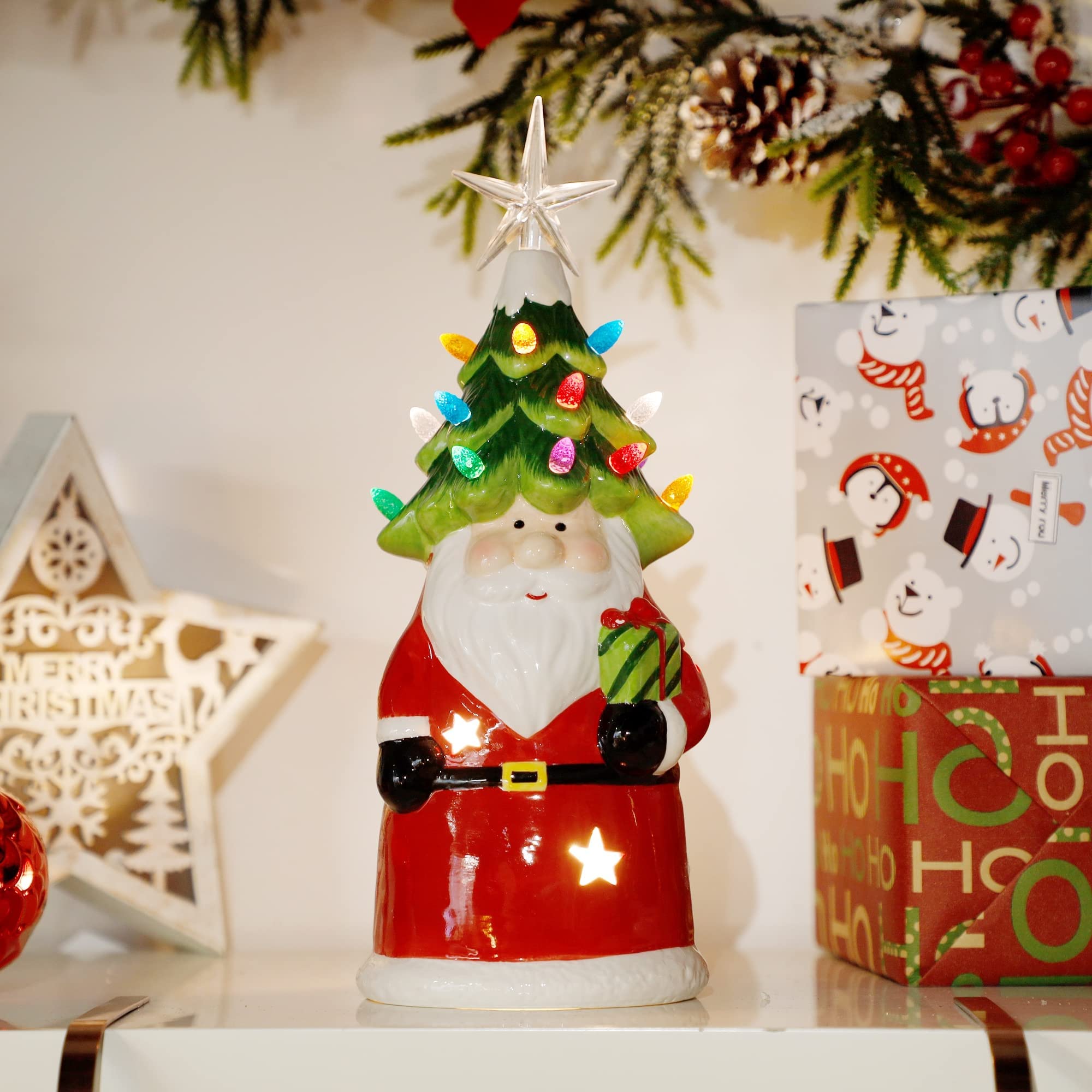 Amazon.com: Prsildan Christmas Ceramic Santa Claus Figurine